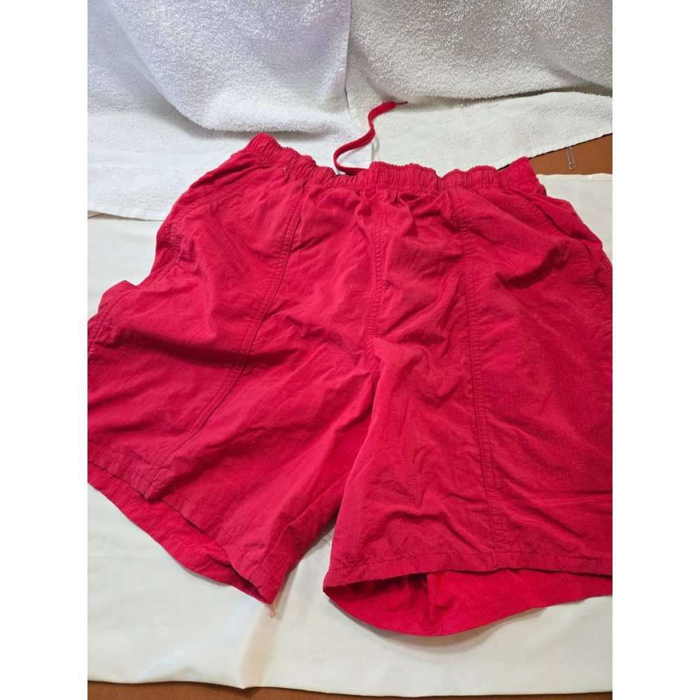 Speedo Mens Red Swim Trunks Mesh Lined Board Shorts Size Med Pocket Drawstring